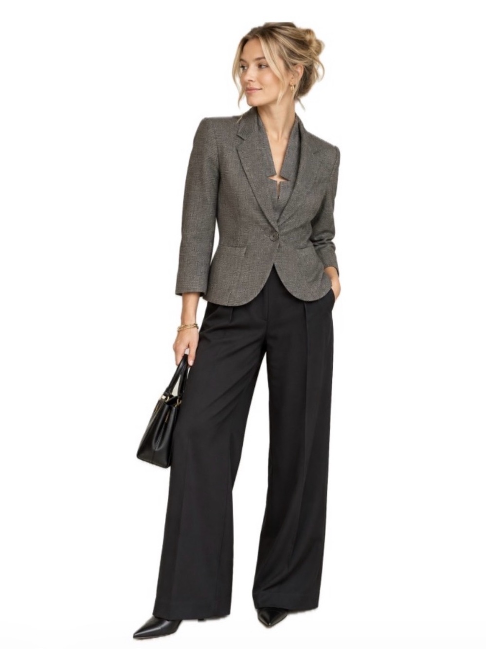 Cotélac, French Designer Gray Cotton Blazer  Artful Tailored Jacket, Size 1 (s)